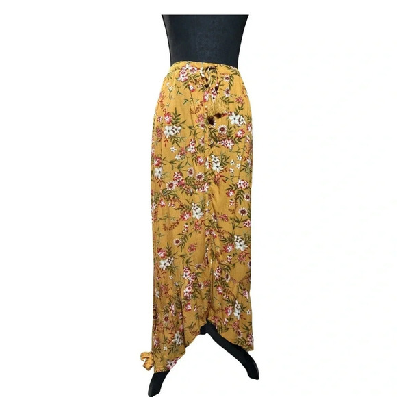 BOG Floral milkmaid Maxi 2 piece Set Yellow Peasant Boho Coquette Festive NEW - Picture 2 of 9